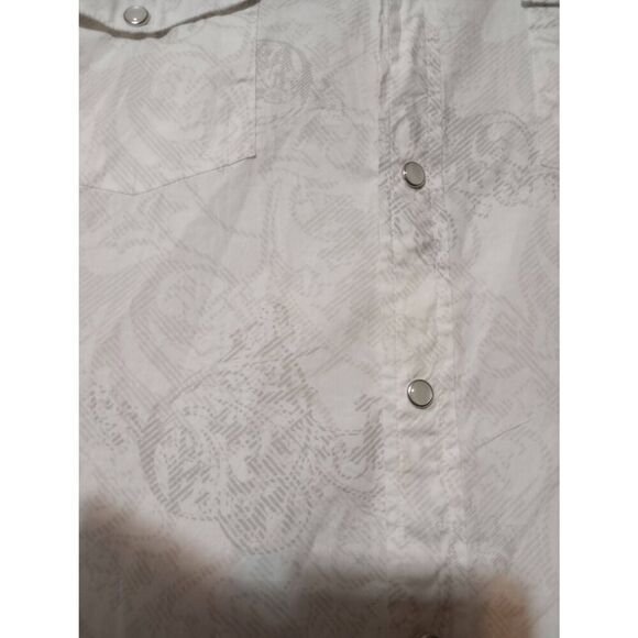 Guess Shirt Men's Extra Large Cream Gray Snap‎ Front Long Sleeve - Picture 4 of 9